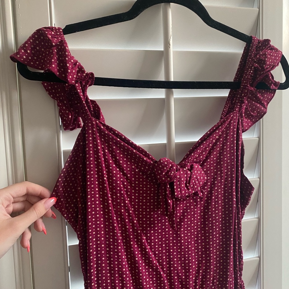 Billabong Maroon Midi Pokadot Dress